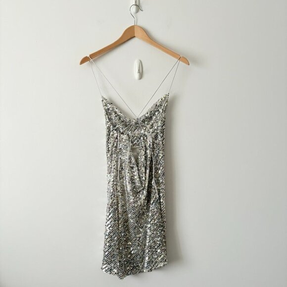 Zara Multicolor Sequin Cowl Back Mini Dress NWT Size Small - Picture 7 of 9